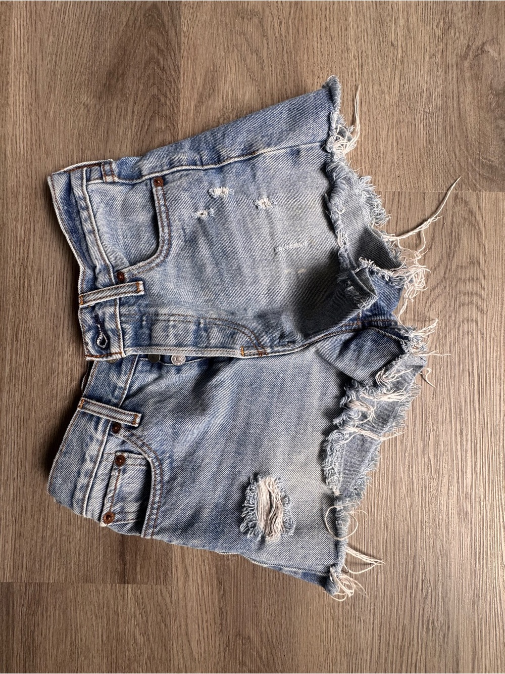 Levi's Light Blue Distressed Denim Cutoff Shorts